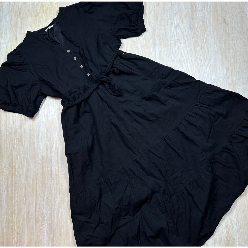 Baltic Born Black Maxi Dress 1XL Puff Sleeve Tiered Cottagecore Romantic Praire - Picture 7 of 13